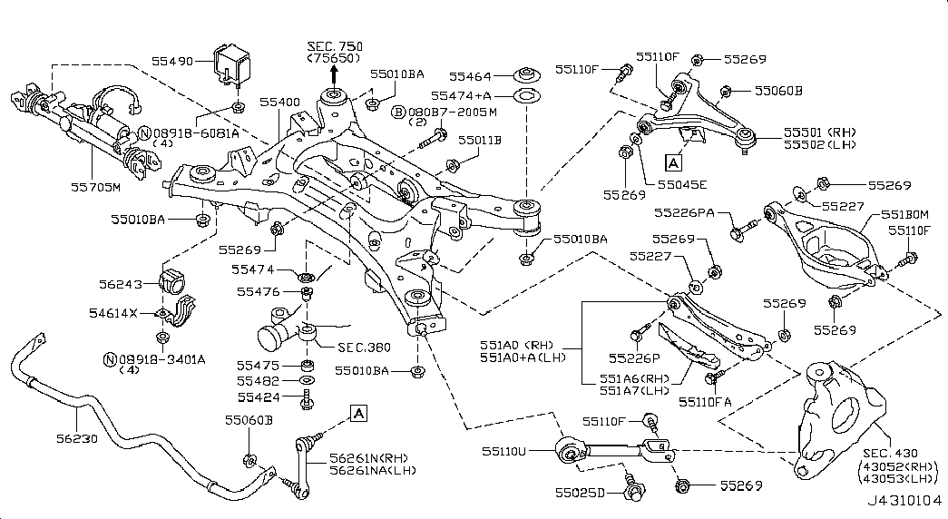 Infiniti 54668-1CA0A - Stiepnis / Atsaite, Stabilizators ps1.lv