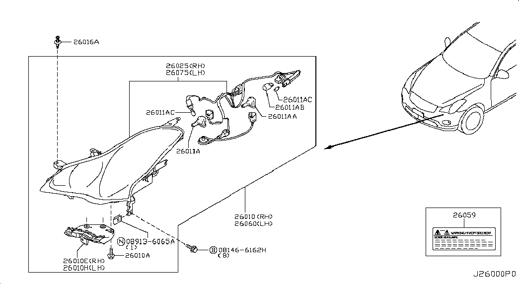 NISSAN 26296-8990A - Kvēlspuldze, Lukturis ar automātisko stabilizācijas sistēmu ps1.lv