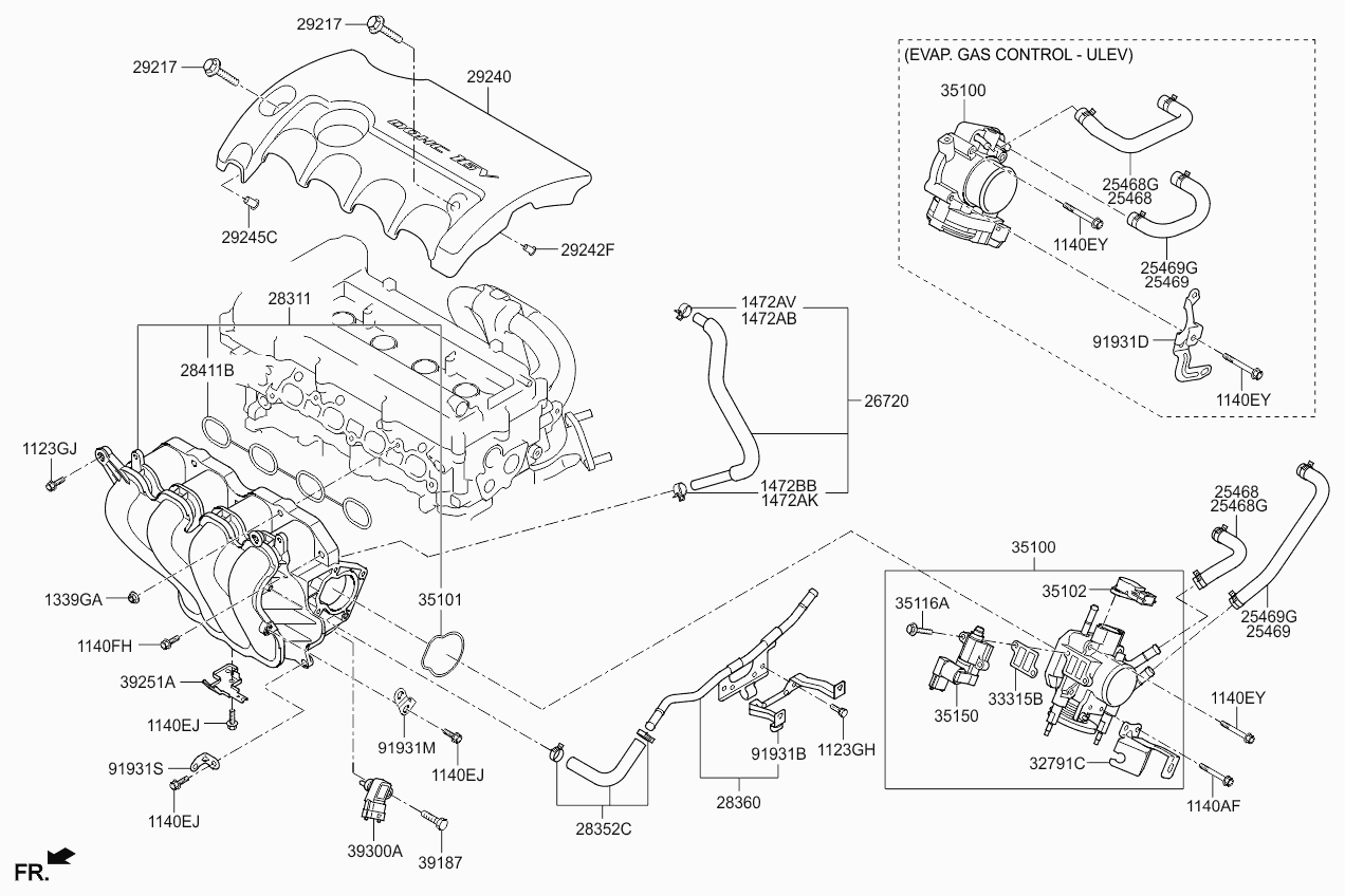 KIA 28411-2B000 - Blīve, Ieplūdes kolektors ps1.lv