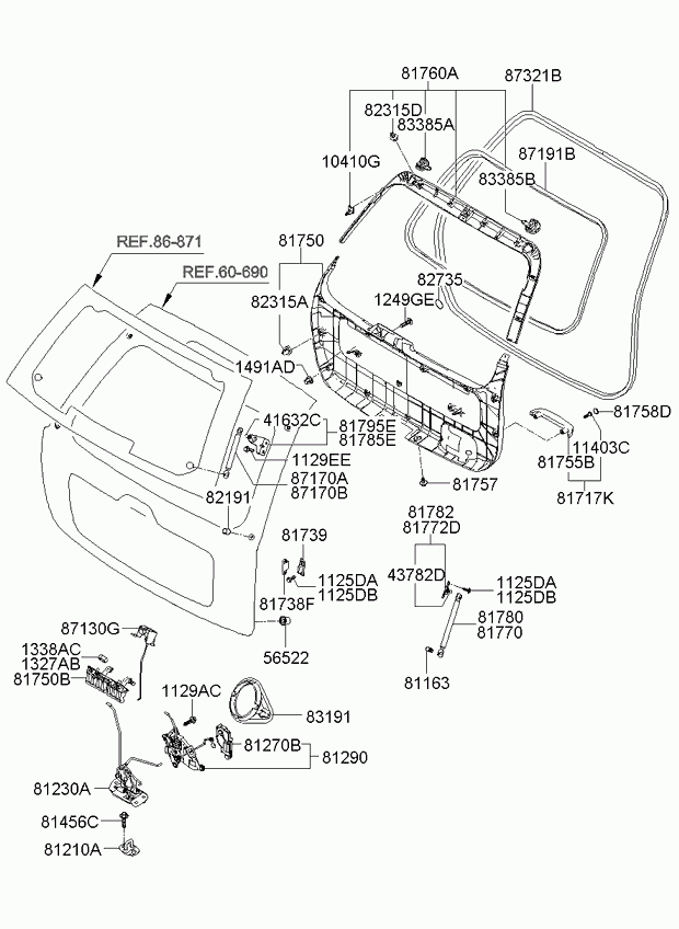 Hyundai 87170 1F100 - Gāzes atspere, Bagāžas / Kravas nodalījuma vāks ps1.lv