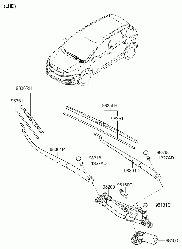 KIA 98360-A2000 - Stikla tīrītāja slotiņa ps1.lv