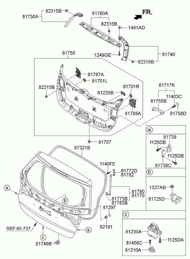 KIA 817702P500 - Gāzes atspere, Bagāžas / Kravas nodalījuma vāks ps1.lv