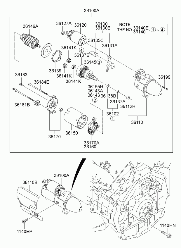 KIA 361003C170 - Starteris ps1.lv