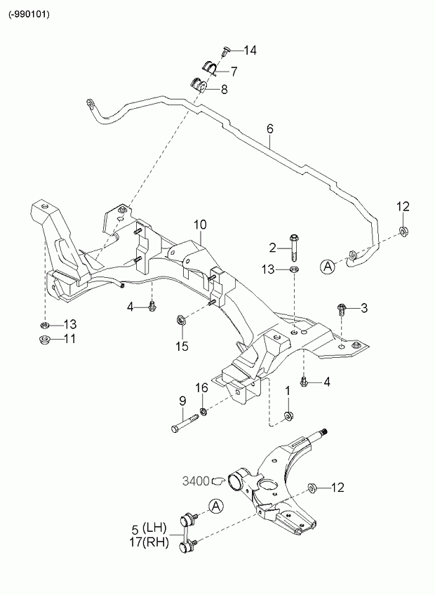 Hyundai 0K2N1-34-170A - Stiepnis / Atsaite, Stabilizators ps1.lv