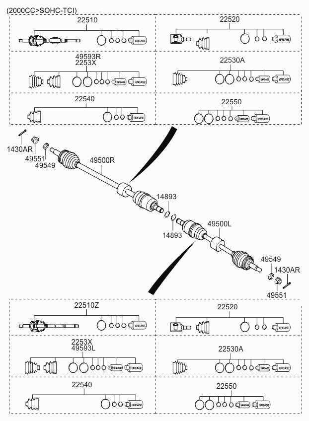 Hyundai 495931D200 - Šarnīru komplekts, Piedziņas vārpsta ps1.lv