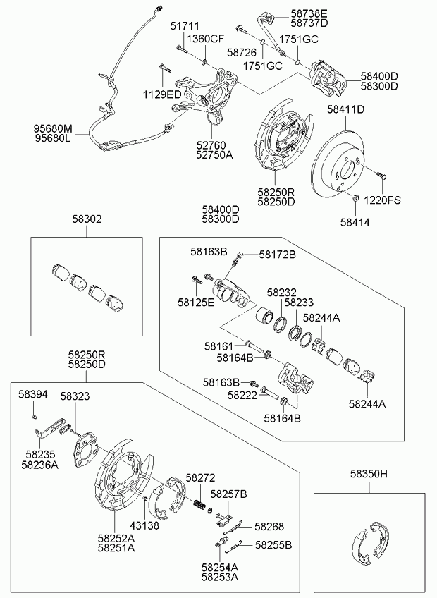 KIA 58272-1D000 - Piederumu komplekts, Stāvbremzes mehānisma bremžu loks ps1.lv