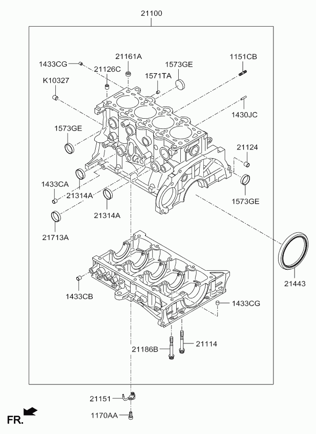 Hyundai (BEIJING) 214432A100 - Vārpstas blīvgredzens, Kloķvārpsta ps1.lv