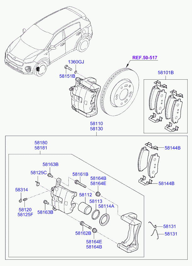 KIA 58110-D7500 - Bremžu suports ps1.lv