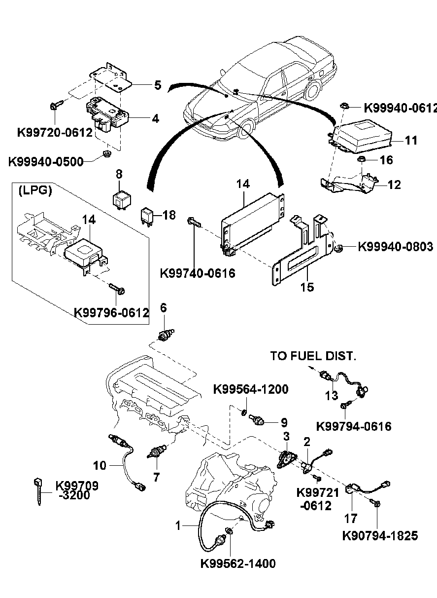 Opel 0K950 18211 - Devējs, Spiediens ieplūdes traktā ps1.lv