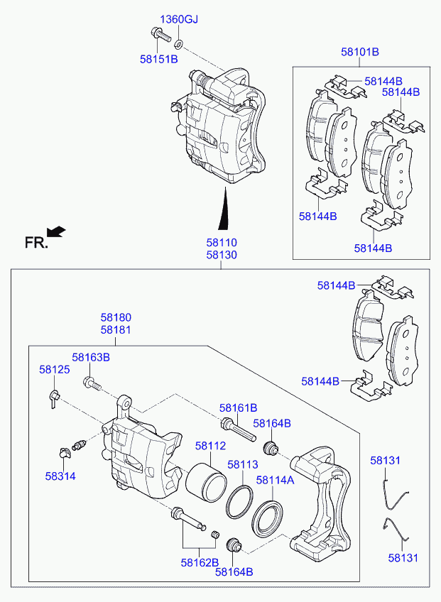 KIA 58180H5A25 - Remkomplekts, Bremžu suports ps1.lv