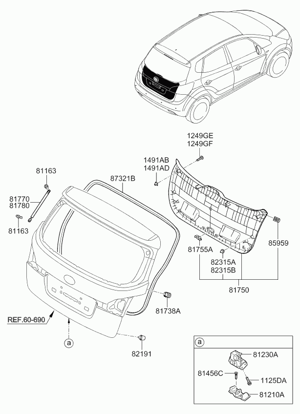 KIA 81770-1P000 - Gāzes atspere, Bagāžas / Kravas nodalījuma vāks ps1.lv