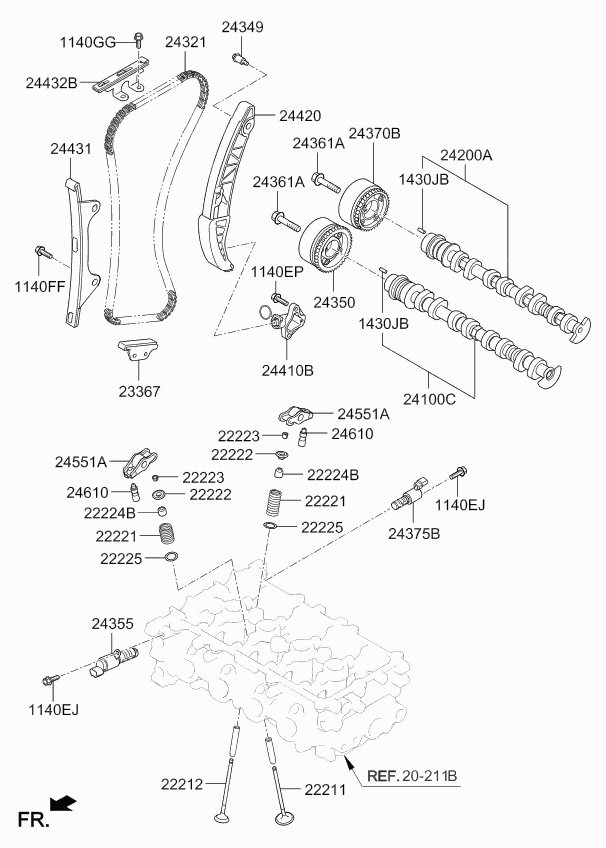 Hyundai 24321-03101 - Sadales vārpstas piedziņas ķēde ps1.lv