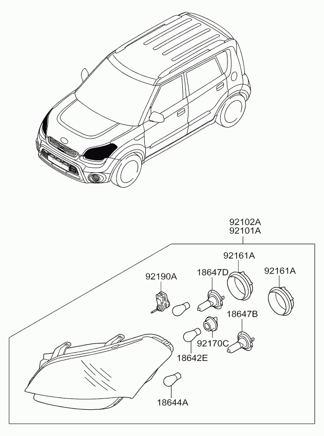 KIA 921022K530 - Pamatlukturis ps1.lv