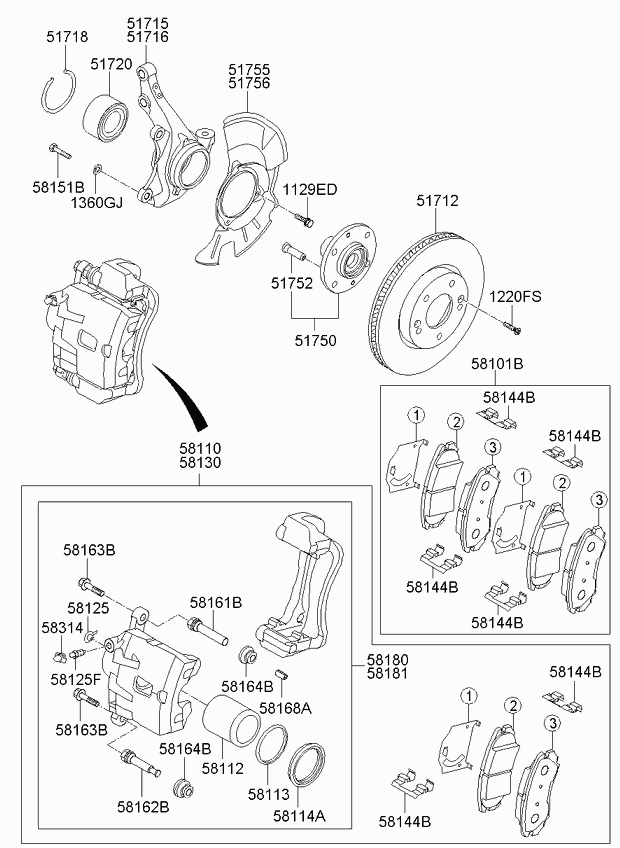 Hyundai 58101-2KA10 - Bremžu uzliku kompl., Disku bremzes ps1.lv