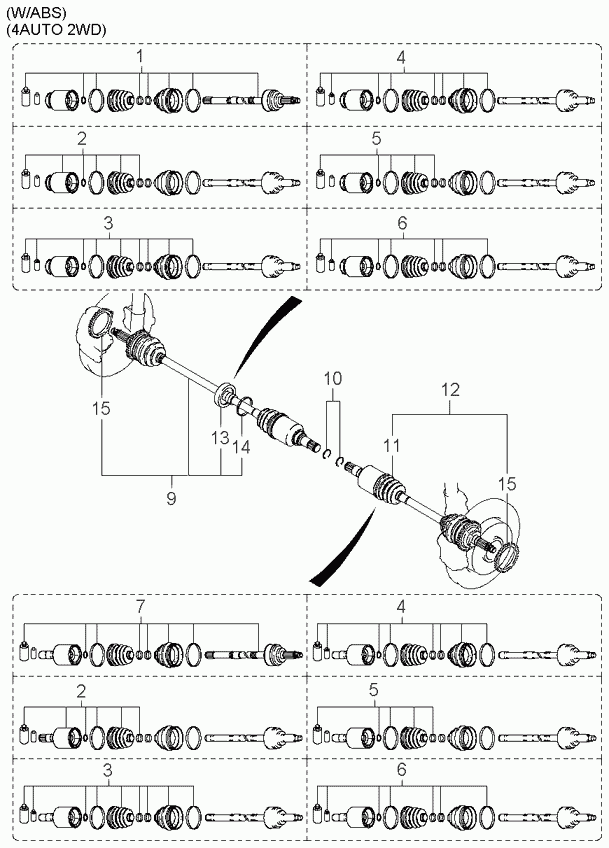 KIA 0K30A-22-510 - Šarnīru komplekts, Piedziņas vārpsta ps1.lv