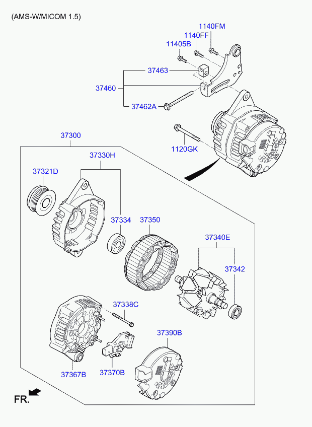 Hyundai 373702A400 - Ģeneratora sprieguma regulators ps1.lv