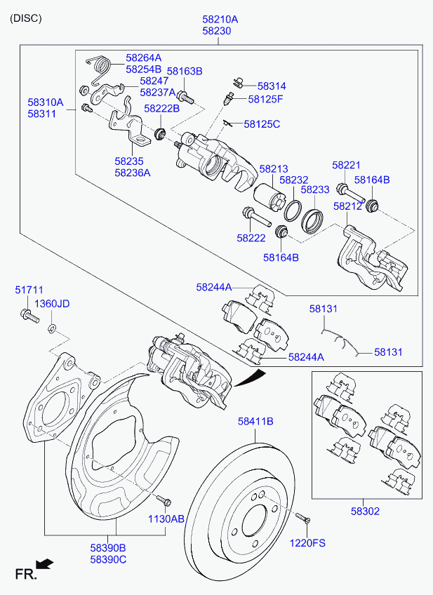 Hyundai 58302H8A05 - Bremžu uzliku kompl., Disku bremzes ps1.lv