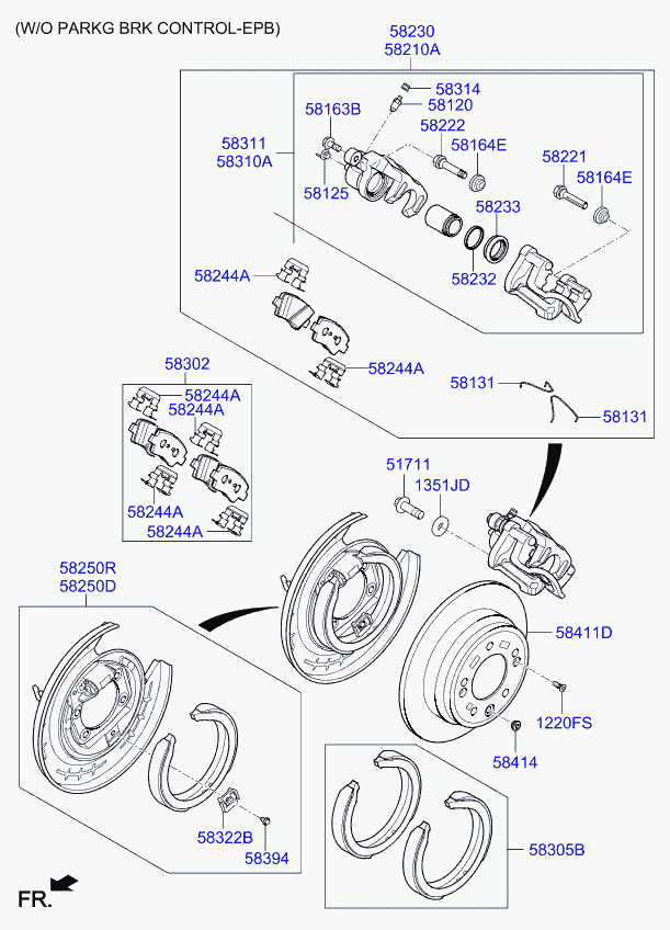 Hyundai 58302-D4A65 - Bremžu uzliku kompl., Disku bremzes ps1.lv