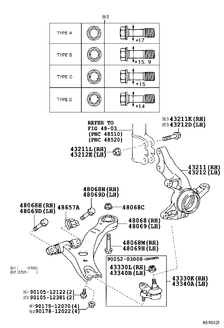 TOYOTA 48068-48020 - Neatkarīgās balstiekārtas svira, Riteņa piekare ps1.lv