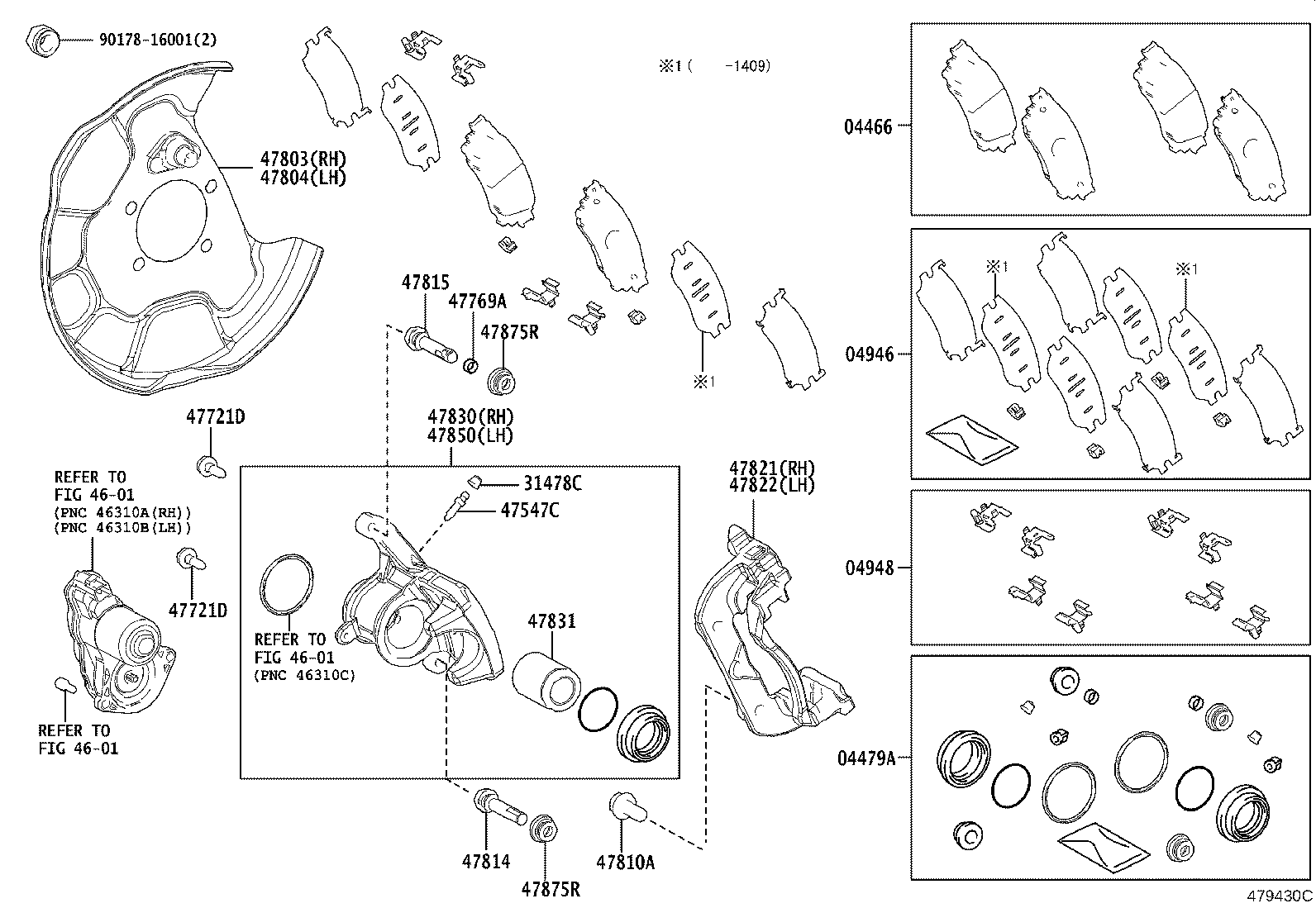 TOYOTA 04466 78010 - Bremžu uzliku kompl., Disku bremzes ps1.lv