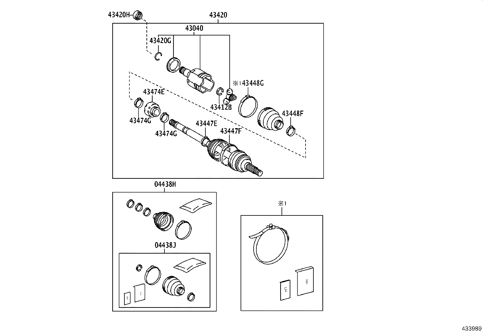 TOYOTA 43420-33340 - Šarnīru komplekts, Piedziņas vārpsta ps1.lv