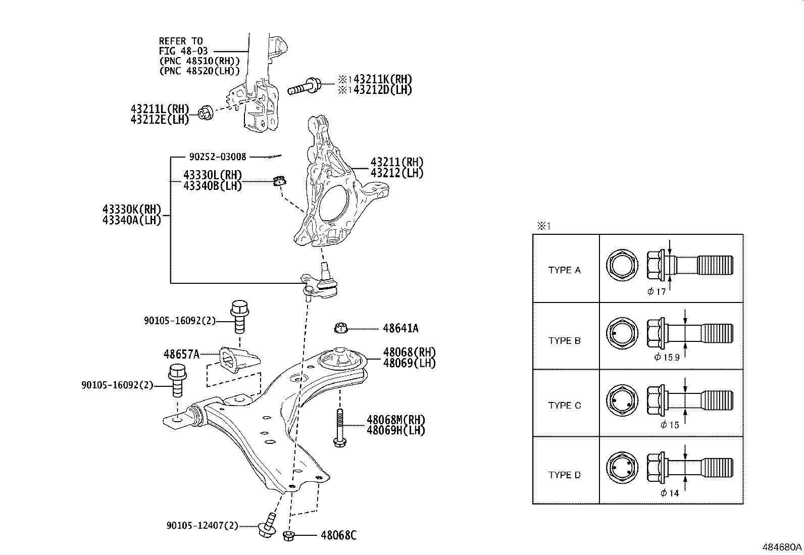 TOYOTA 4333019275 - Balst / Virzošais šarnīrs ps1.lv