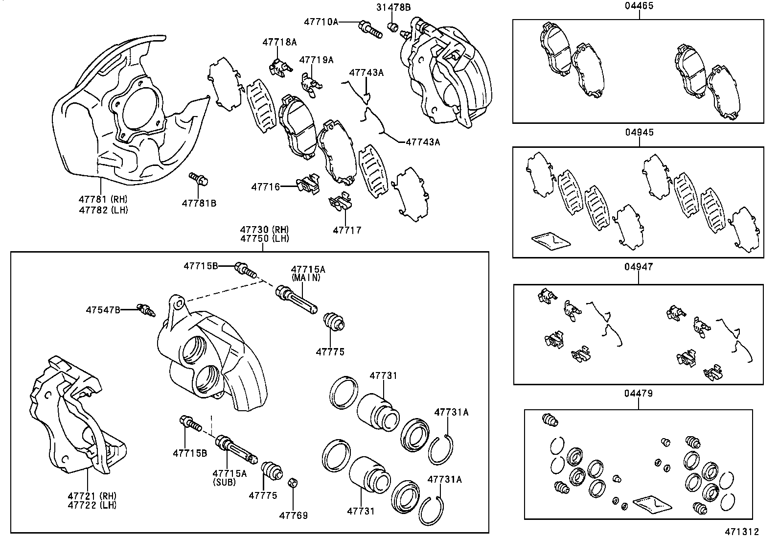 Daihatsu 04947-30090 - Piederumu komplekts, Disku bremžu uzlikas ps1.lv