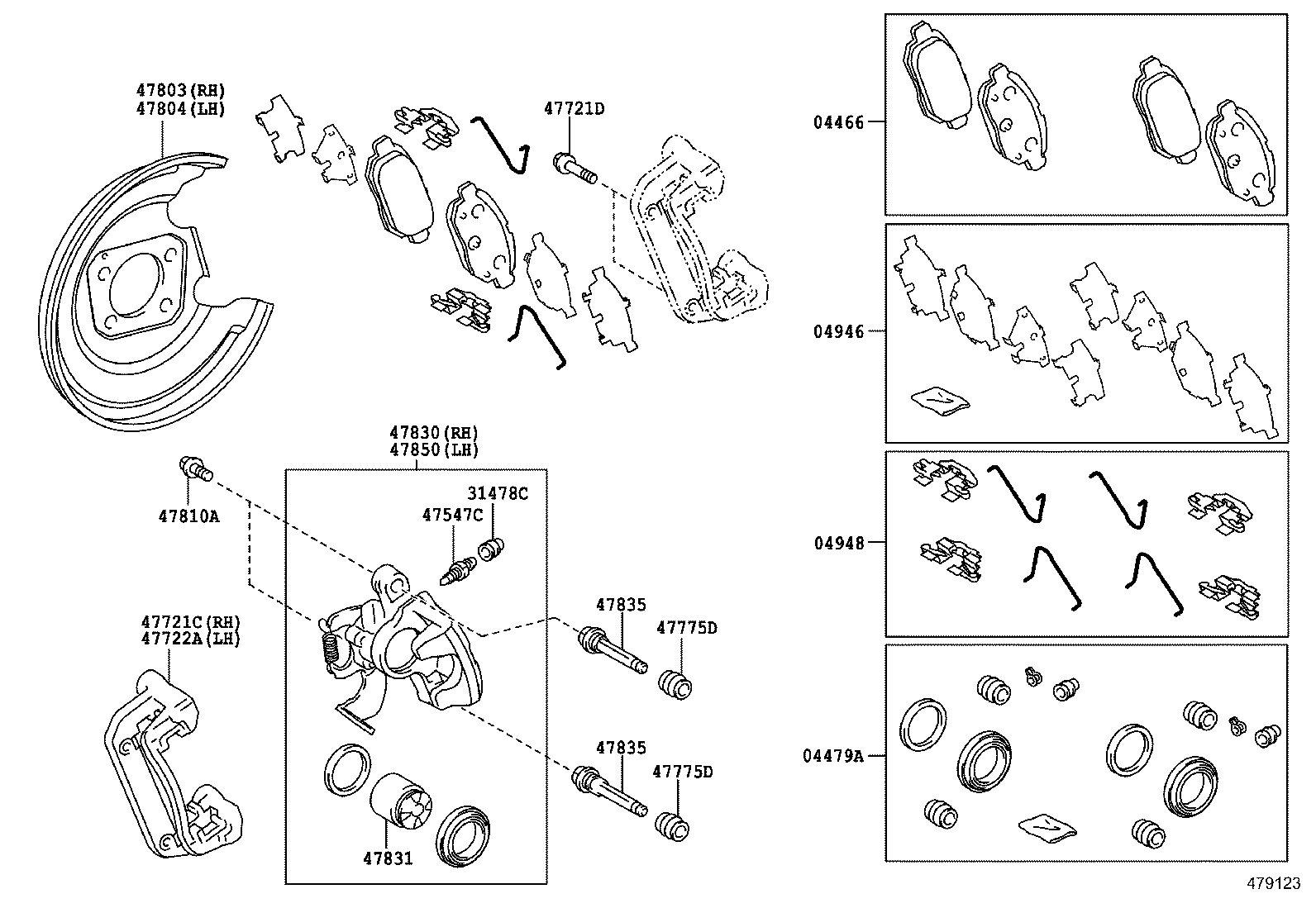 TOYOTA 4785012240 - Remkomplekts, Bremžu suports ps1.lv