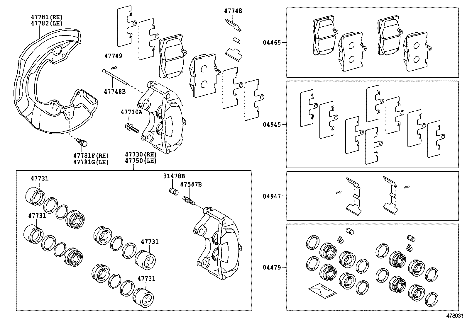 TOYOTA 04478-22040 - Remkomplekts, Bremžu suports ps1.lv