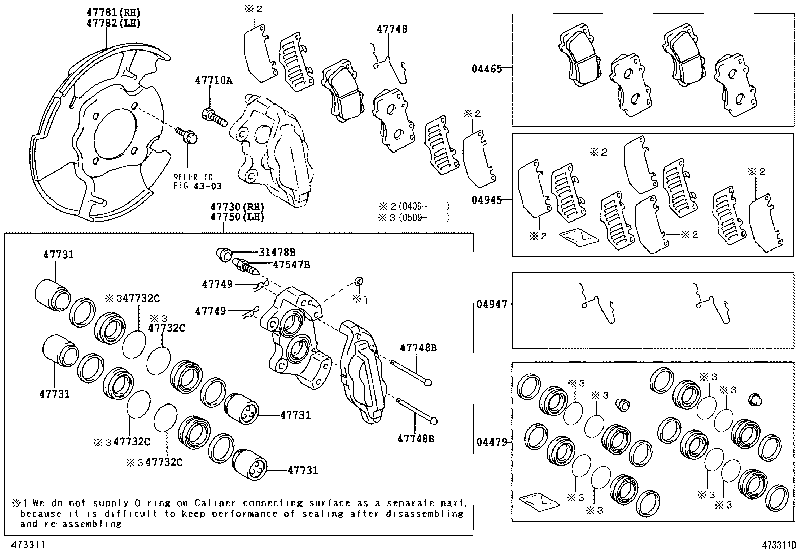 TOYOTA (FAW) 0446535290 - Bremžu uzliku kompl., Disku bremzes ps1.lv