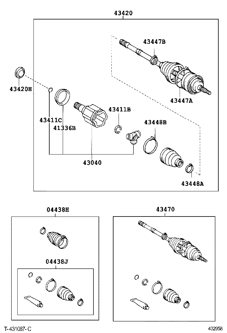 TOYOTA 43403-60020 - Šarnīru komplekts, Piedziņas vārpsta ps1.lv