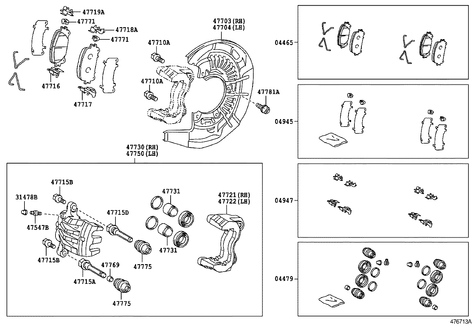 Opel 04465-48160 - Bremžu uzliku kompl., Disku bremzes ps1.lv