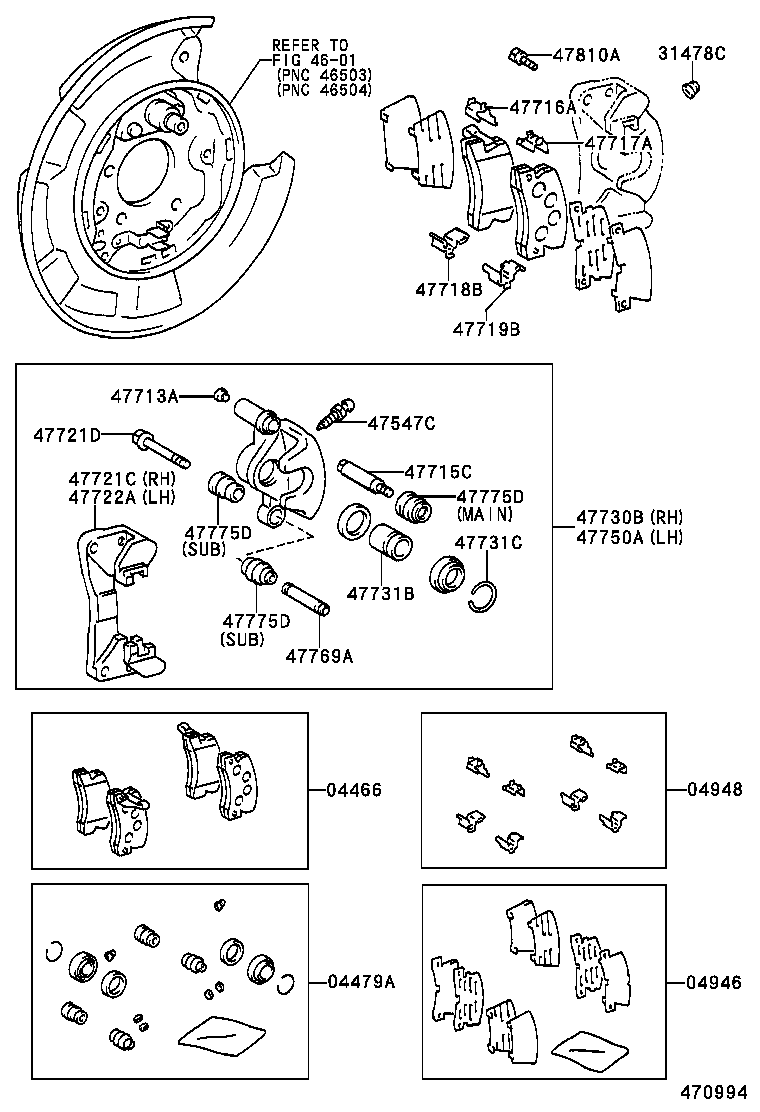 Daihatsu 04479-48010 - Remkomplekts, Bremžu suports ps1.lv