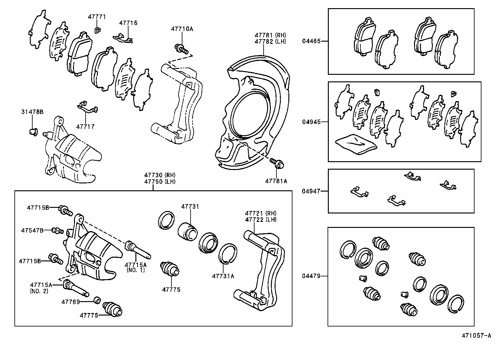 Suzuki 0446548010 - Bremžu uzliku kompl., Disku bremzes ps1.lv