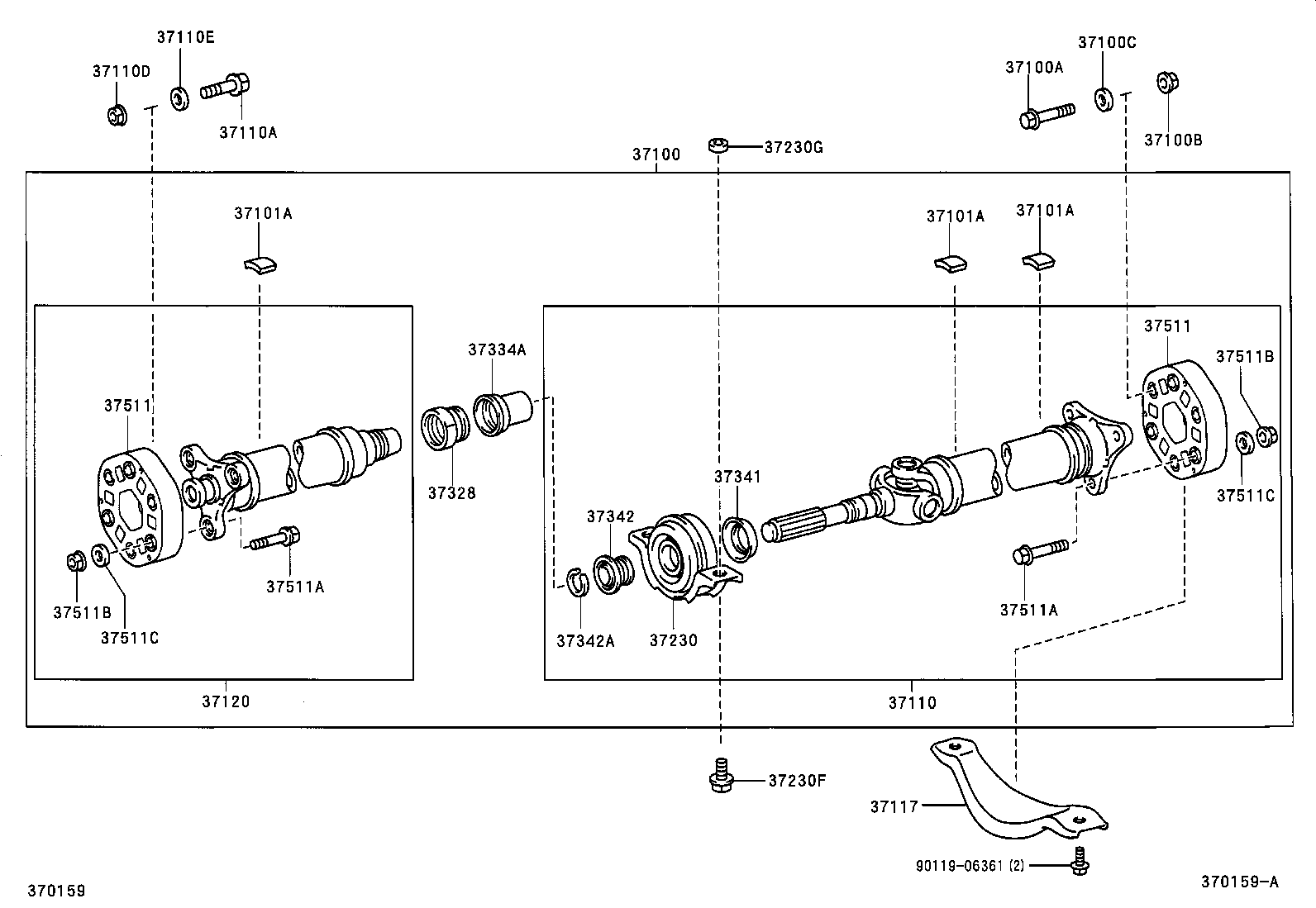 TOYOTA 3723030170 - Piekare, Kardānvārpsta ps1.lv