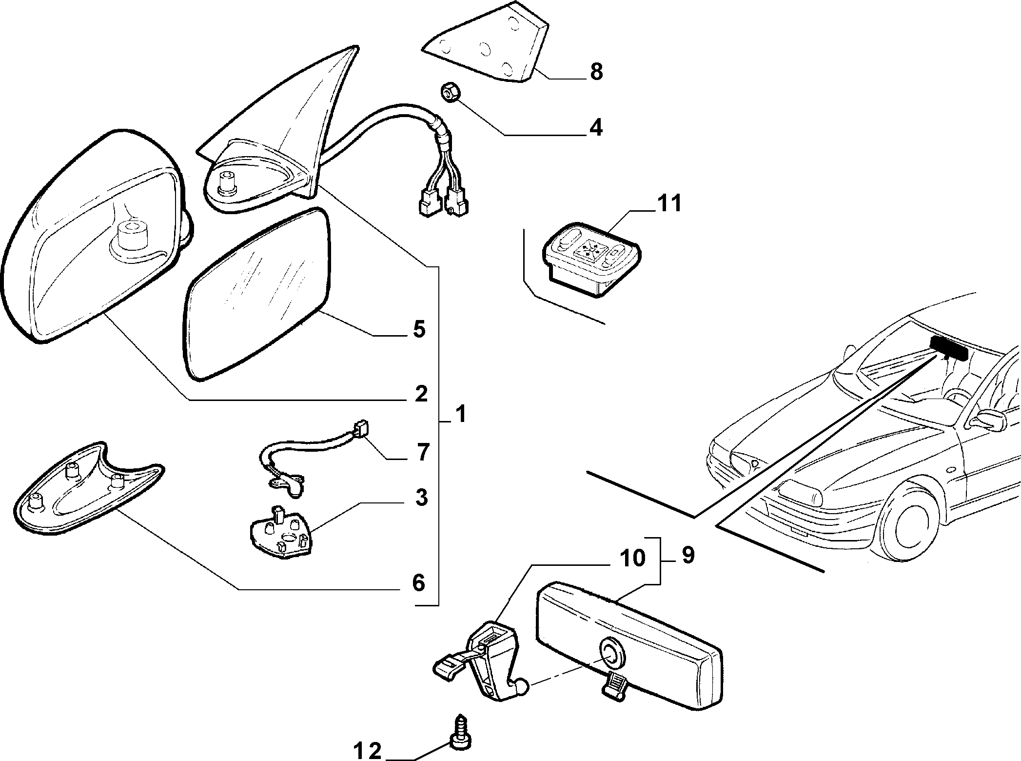 Lancia 177110899 - Korpuss, Ārējais atpakaļskata spogulis ps1.lv