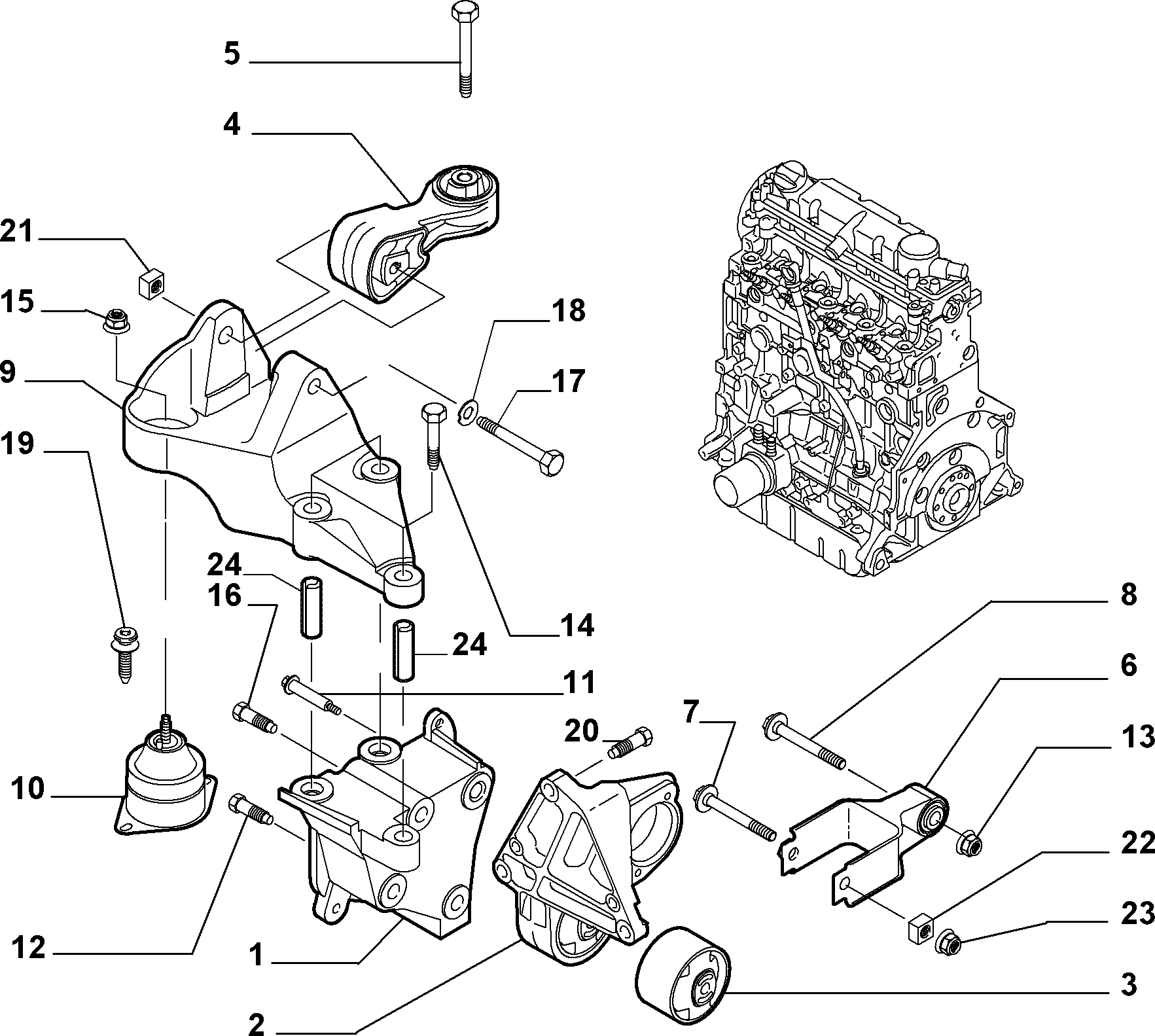 CITROËN/PEUGEOT 9641884980 - Piekare, Dzinējs ps1.lv