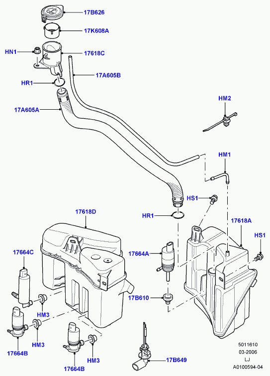 Rover DMC000010 - Ūdenssūknis, Stiklu tīrīšanas sistēma ps1.lv