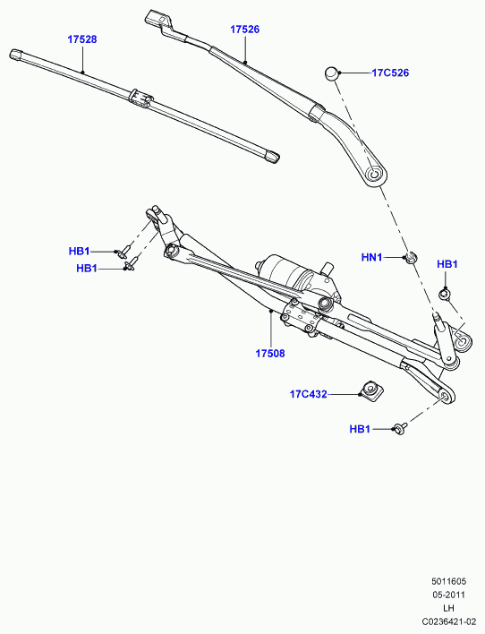 Land Rover LR025113 - Stikla tīrītāja slotiņa ps1.lv