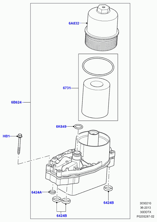 Jaguar LR013161 - Blīve, Eļļas filtra korpuss ps1.lv