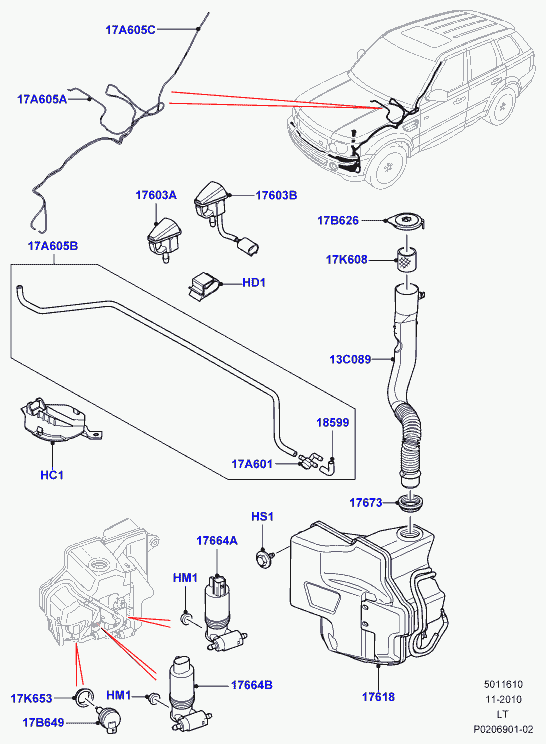 Land Rover LR013951 - Ūdenssūknis, Stiklu tīrīšanas sistēma ps1.lv