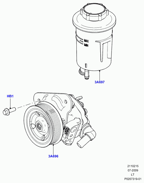 Land Rover LR009775 - Hidrosūknis, Stūres iekārta ps1.lv