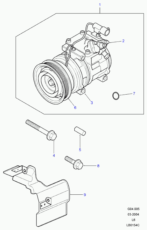 Land Rover JPB500130 - Kompresors, Gaisa kond. sistēma ps1.lv