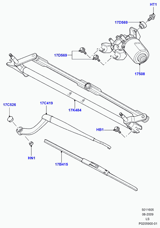 Rover LR018367 - Stikla tīrītāja slotiņa ps1.lv