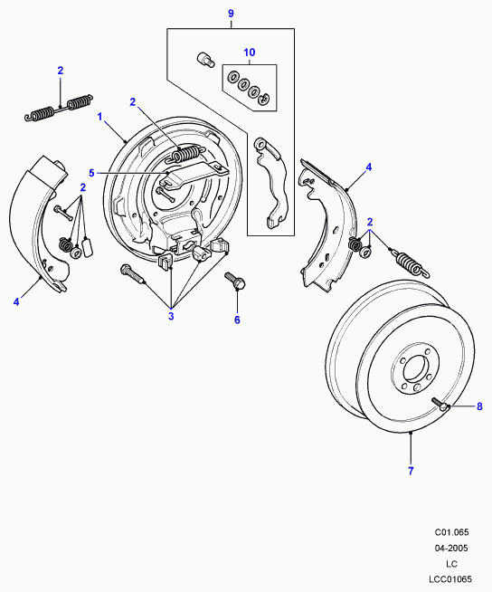 Land Rover ICW500010 - Bremžu loku kompl., Stāvbremze ps1.lv