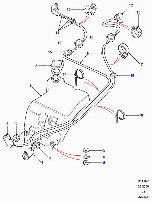 Land Rover DMC100540 - Ūdenssūknis, Stiklu tīrīšanas sistēma ps1.lv