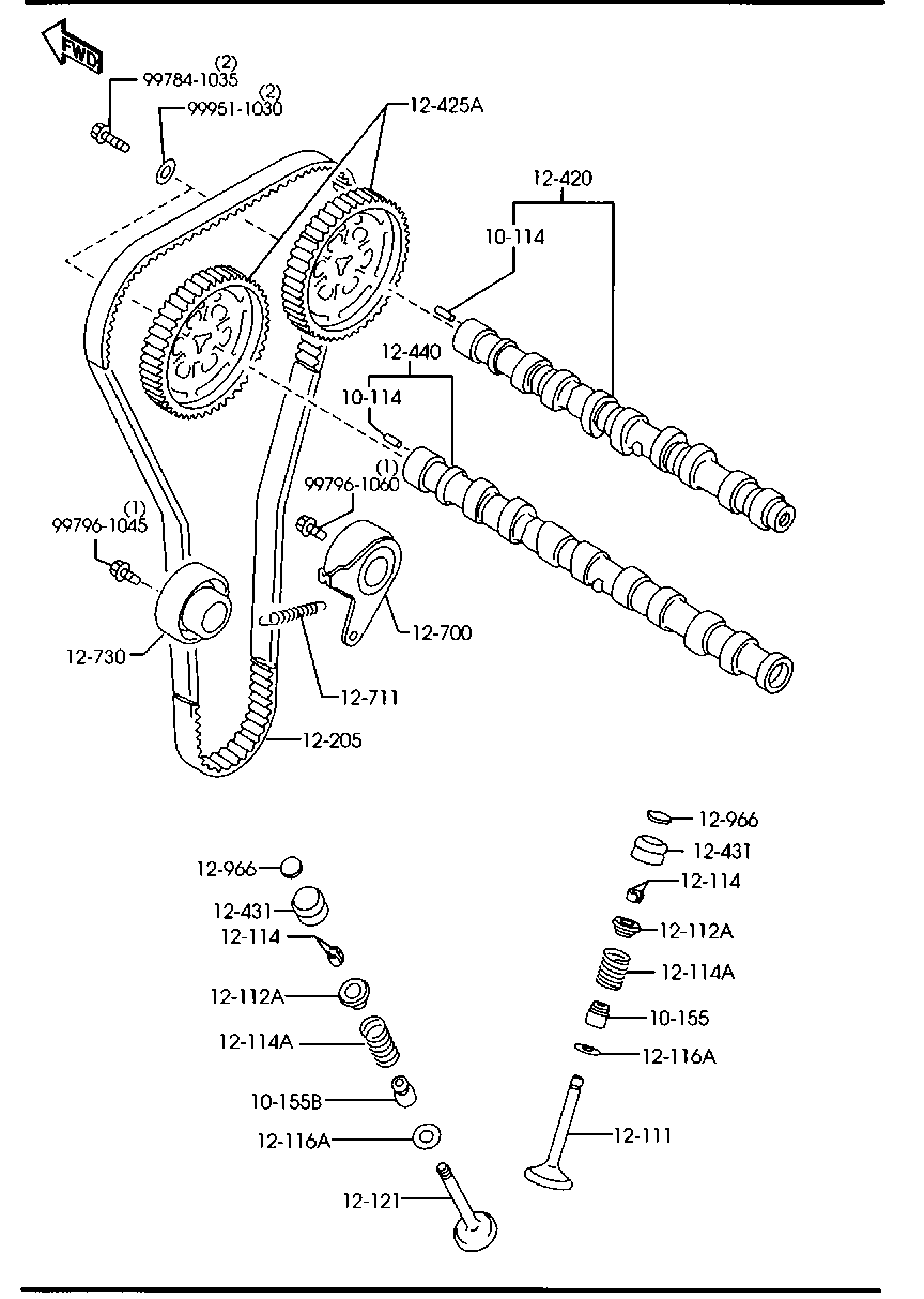 KIA B660-12-700F - Spriegotājrullītis, Gāzu sadales mehānisma piedziņas siksna ps1.lv