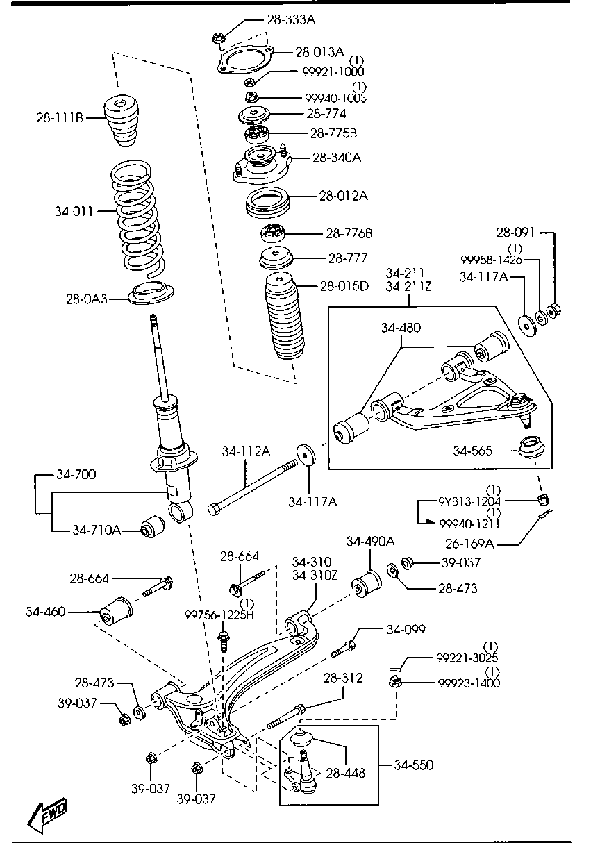 MAZDA NA01-34-550B - Balst / Virzošais šarnīrs ps1.lv