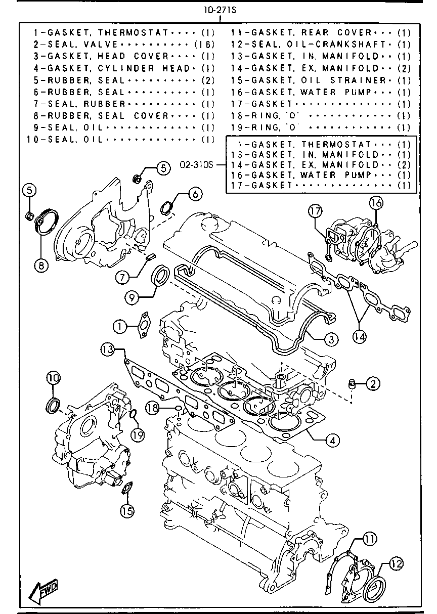 MAZDA 8CGB-10-271A - Blīvju komplekts, Motora bloka galva ps1.lv