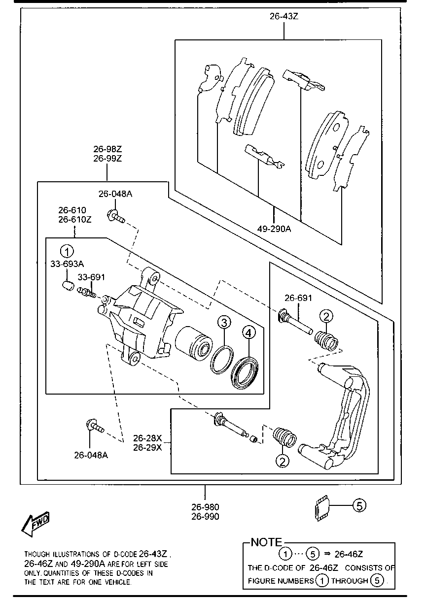 MAZDA L2Y8-26-43ZB - Bremžu uzliku kompl., Disku bremzes ps1.lv